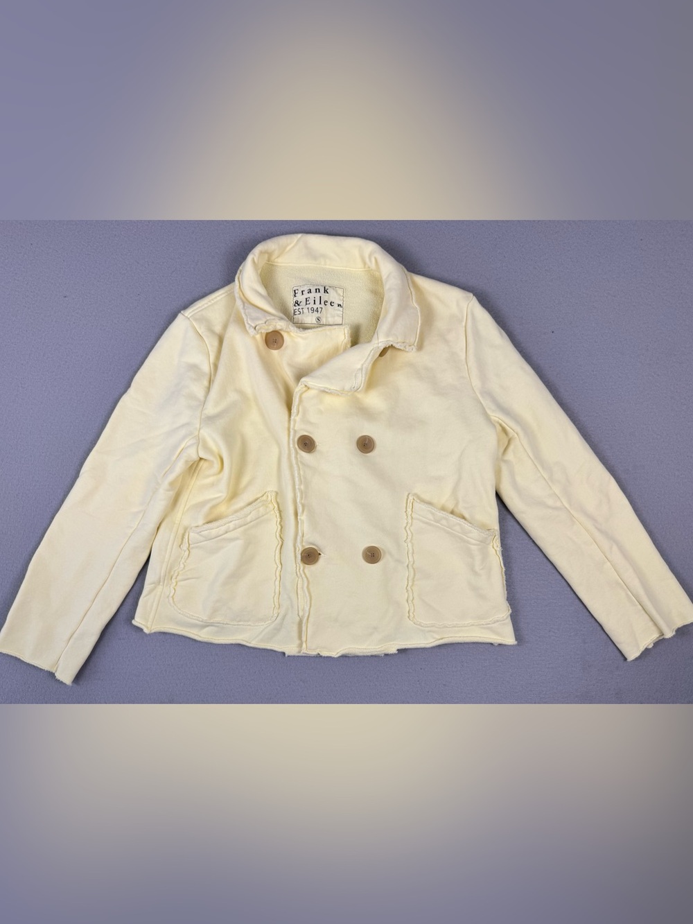 Frank & Eileen Mini Belfast Cropped Sweatshirt Peacoat In Butter Yellow-Small